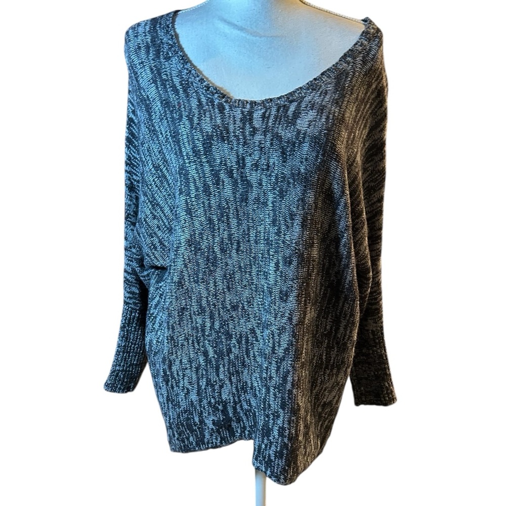 Eileen Fisher Charcoal and White Knit VNeck Sweater